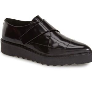VINCE Arden Black Leather Oxford Flats creeper